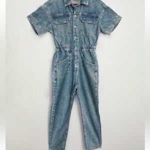 Free People Marci Denim Short Sleeve Jumpsuit